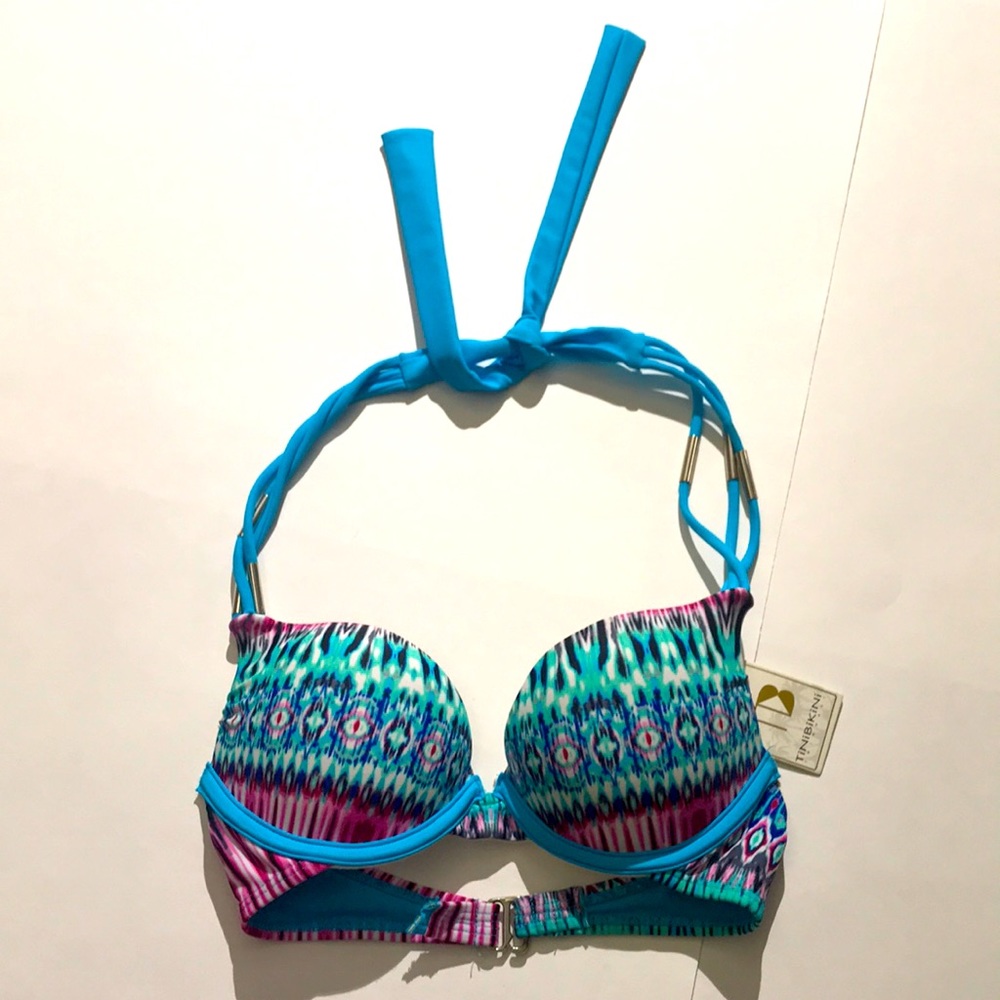 Tinibikini Swimwear bikini bathing suit top sz XS push up padding halter NEW